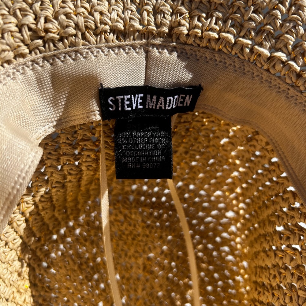 Steve Madden Tan Woven Hat with Bling - Picture 2 of 2